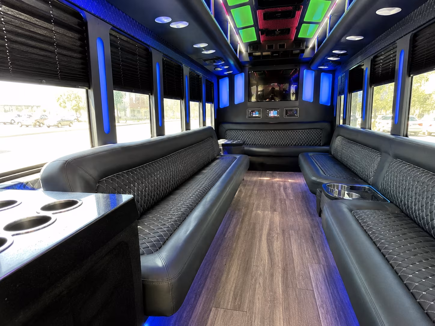 mount laurel 15 passenger party bus inside