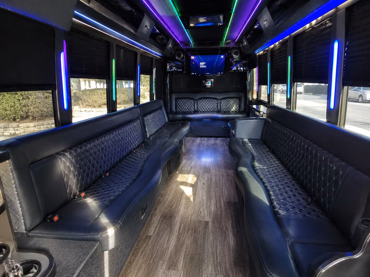 mount laurel 15 passenger party bus interior
