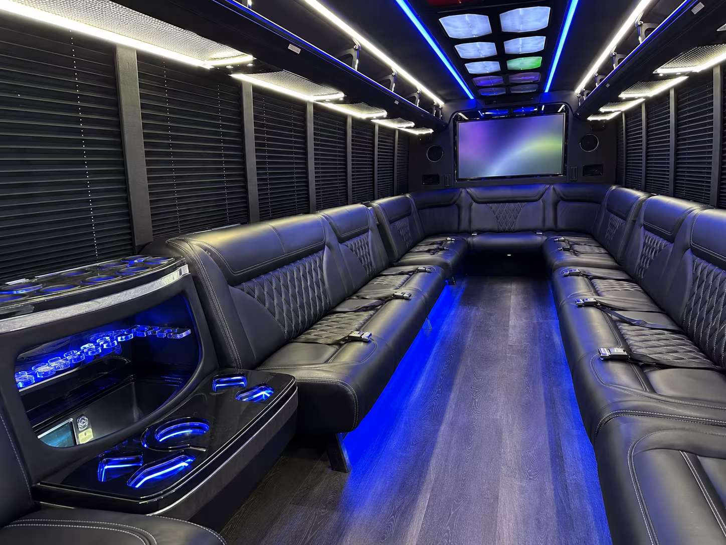 mount laurel 20 passenger party bus inside