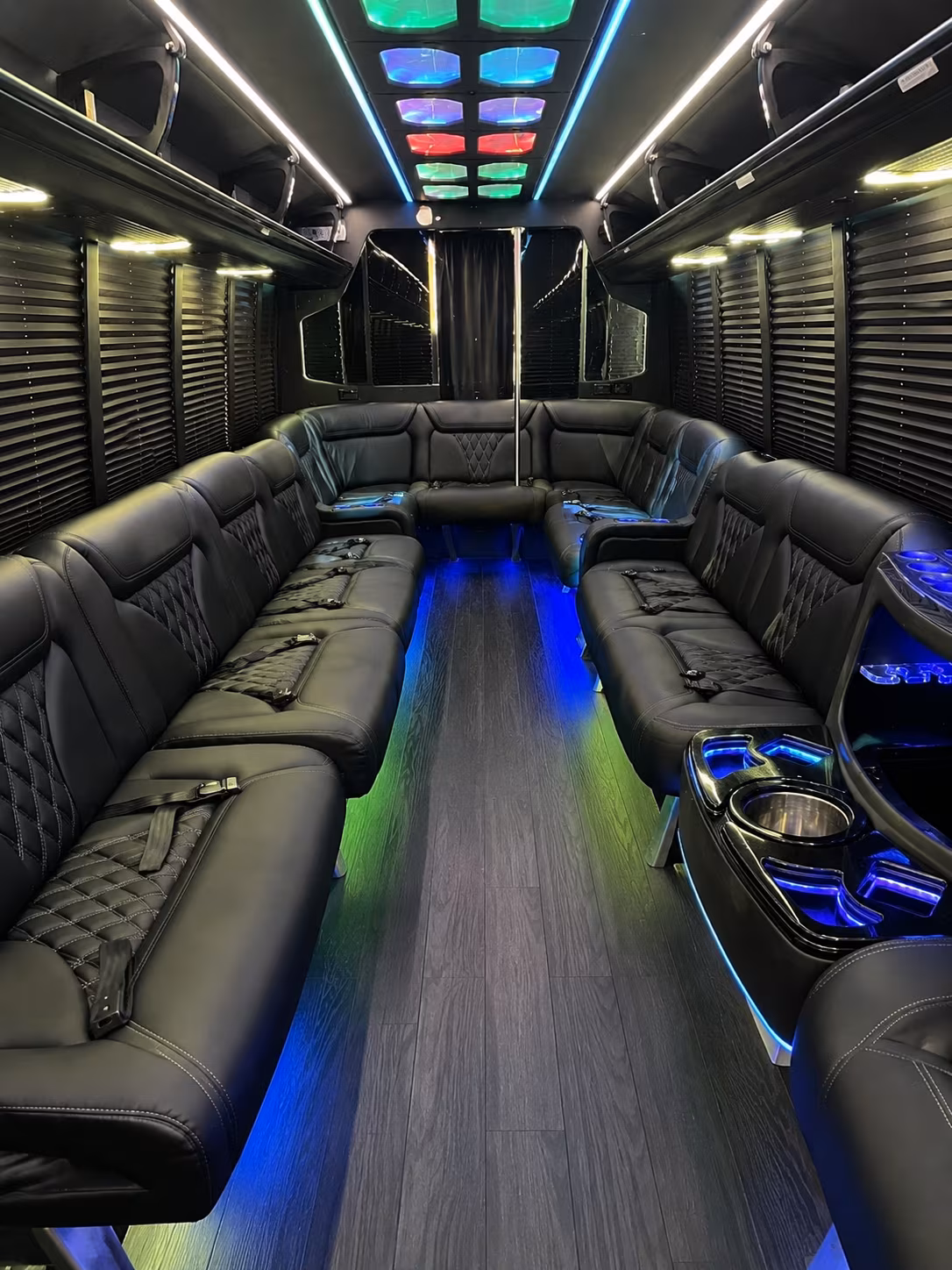 mount laurel 20 passenger party bus interior