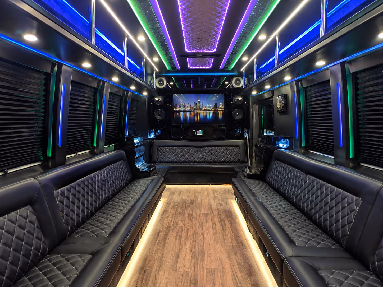 mount laurel 25 passenger party bus interior