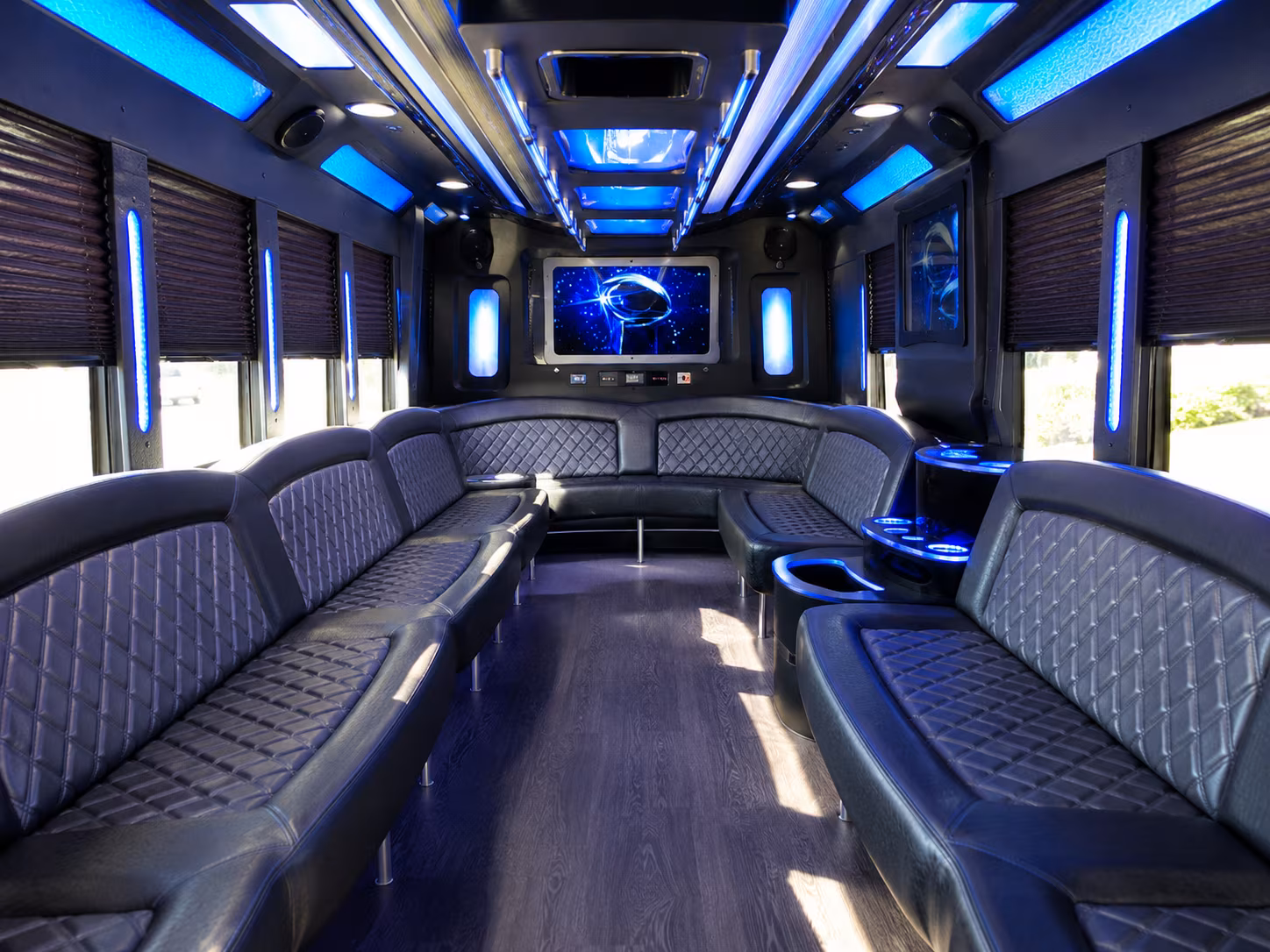 mount laurel 28 passenger party bus inside