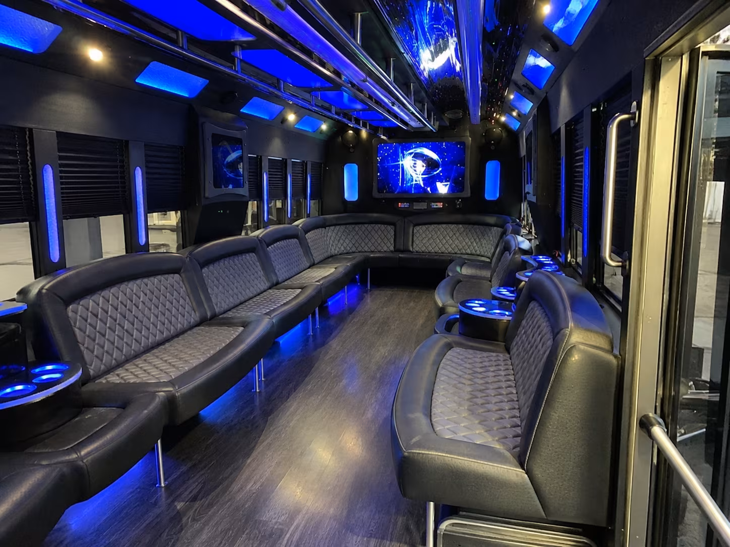 mount laurel 28 passenger party bus interior