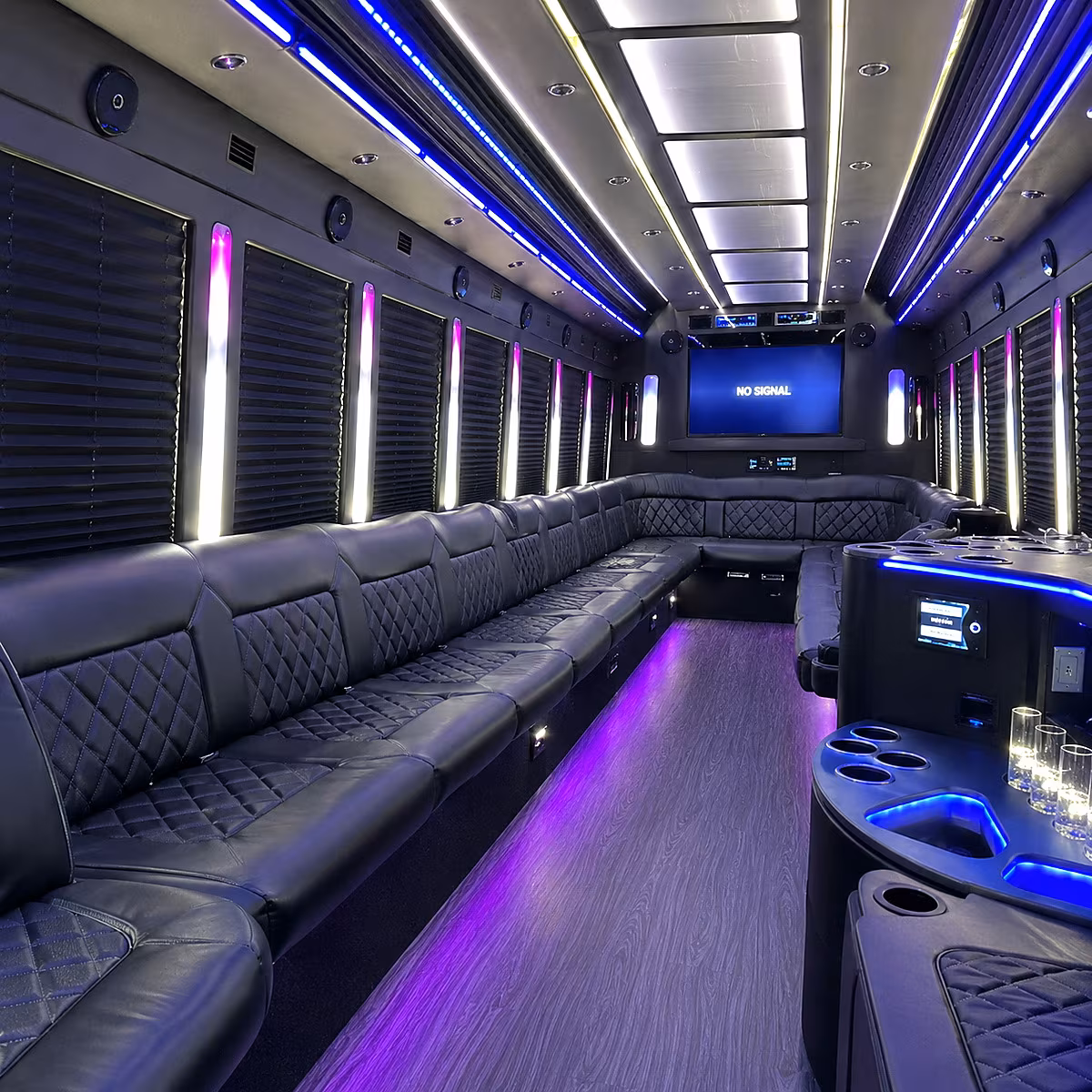mount laurel 30 passenger party bus inside