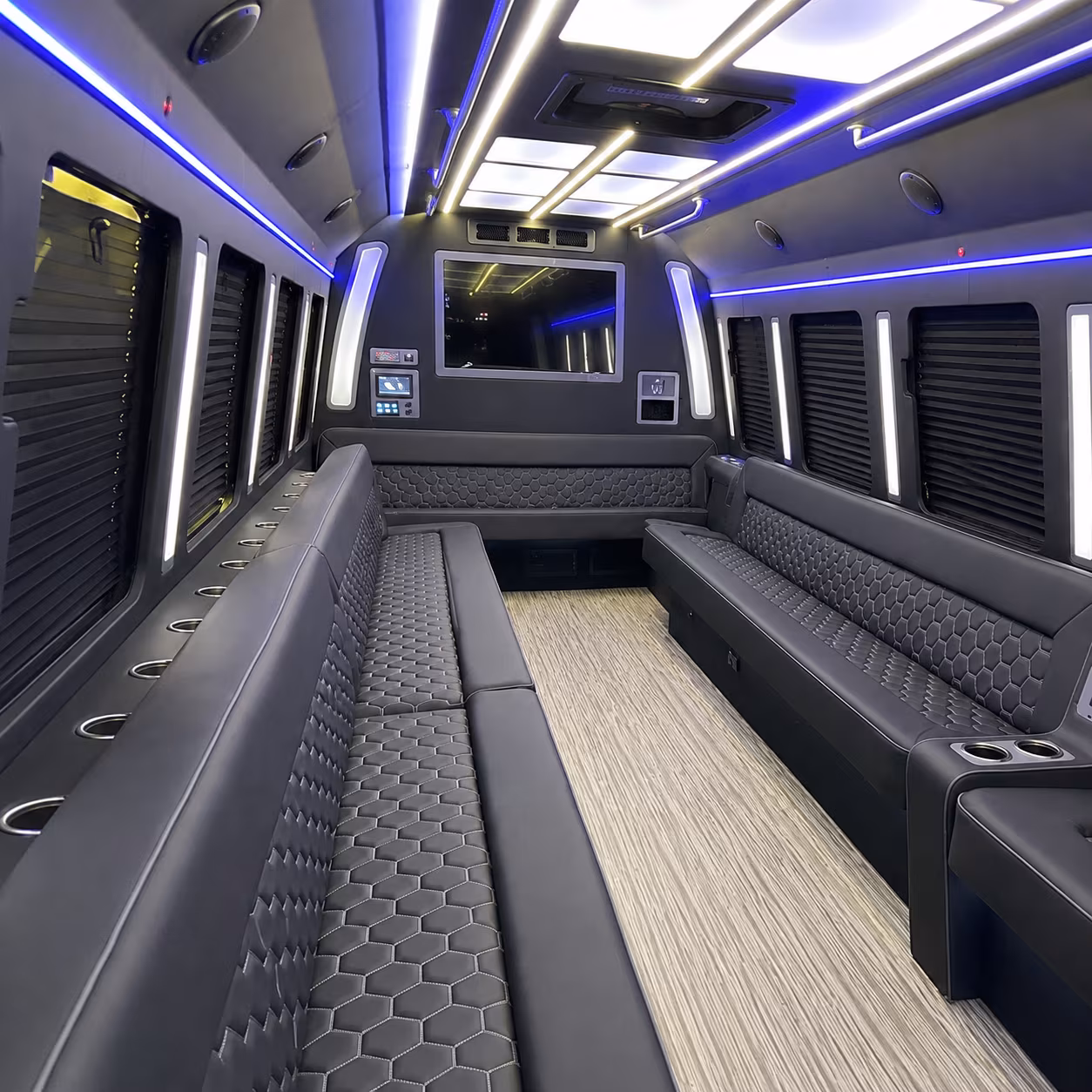 mount laurel 40 passenger party bus inside
