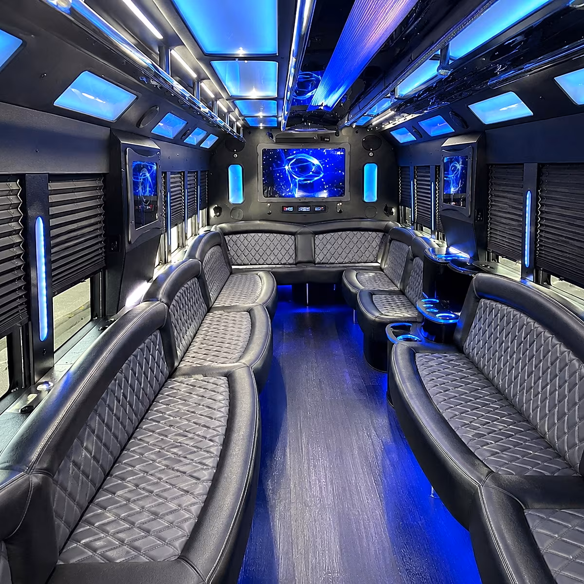 mount laurel 50 passenger party bus interior