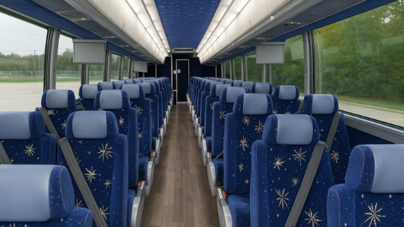 Interior of Charter Bus Company Wilmington's 55 Passenger Charter Bus in Wilmington