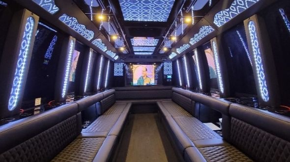 Interior of Charter Bus Company Trenton's Party Bus in Trenton